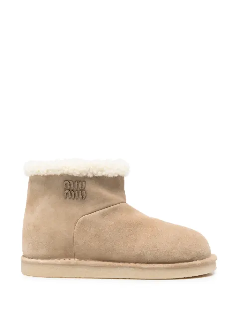Miu Miu shearling-trim suede ankle boots