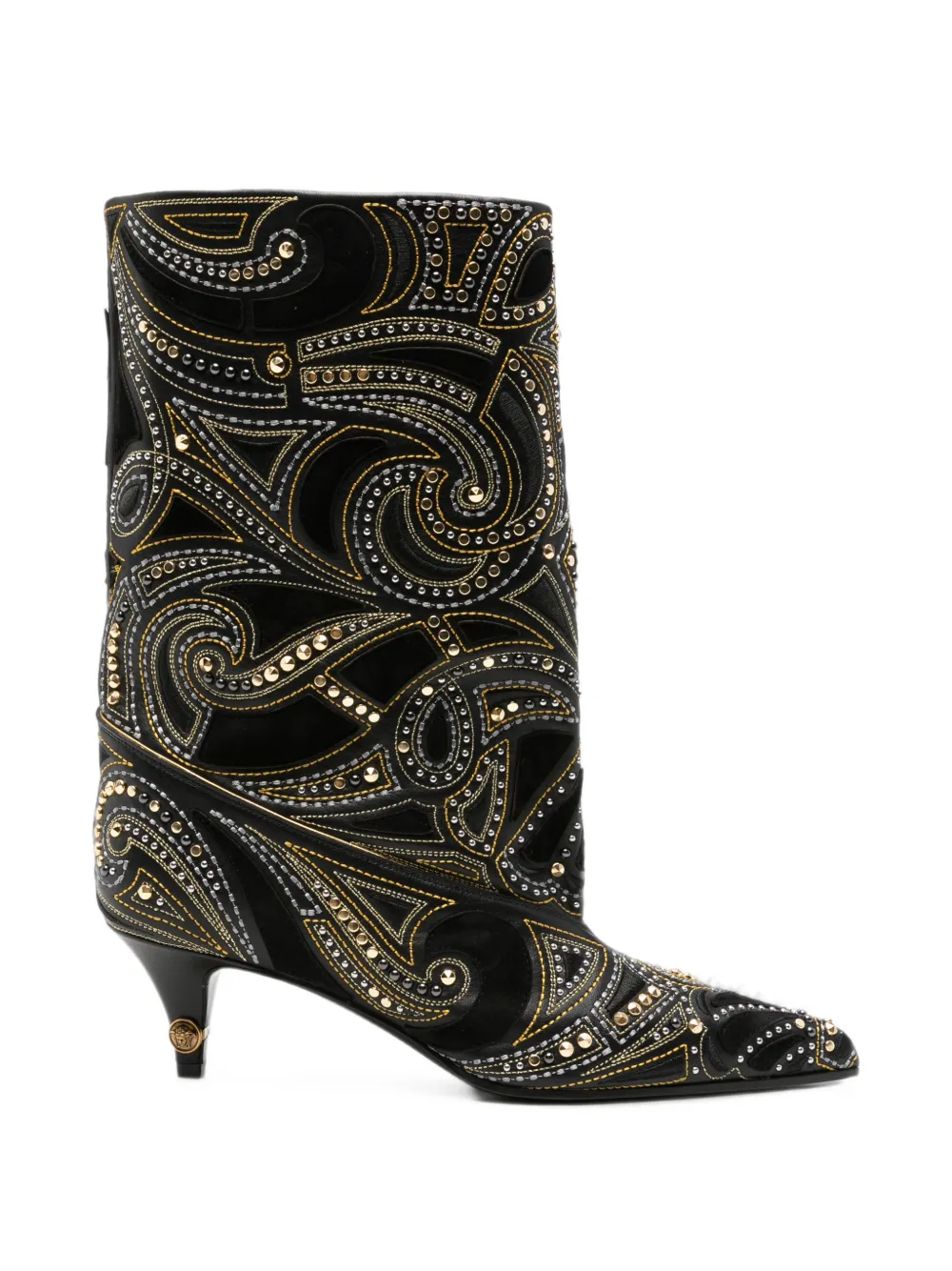 Versace studded leather ankle boots - Noir