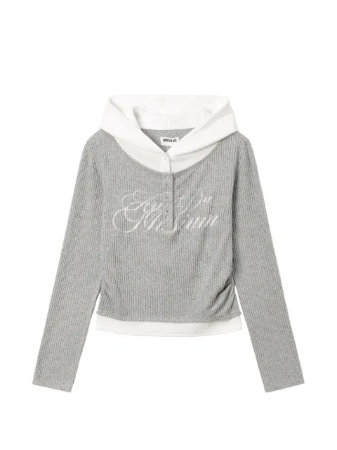 Musium Div. layered-effect ribbed hoodie sweater