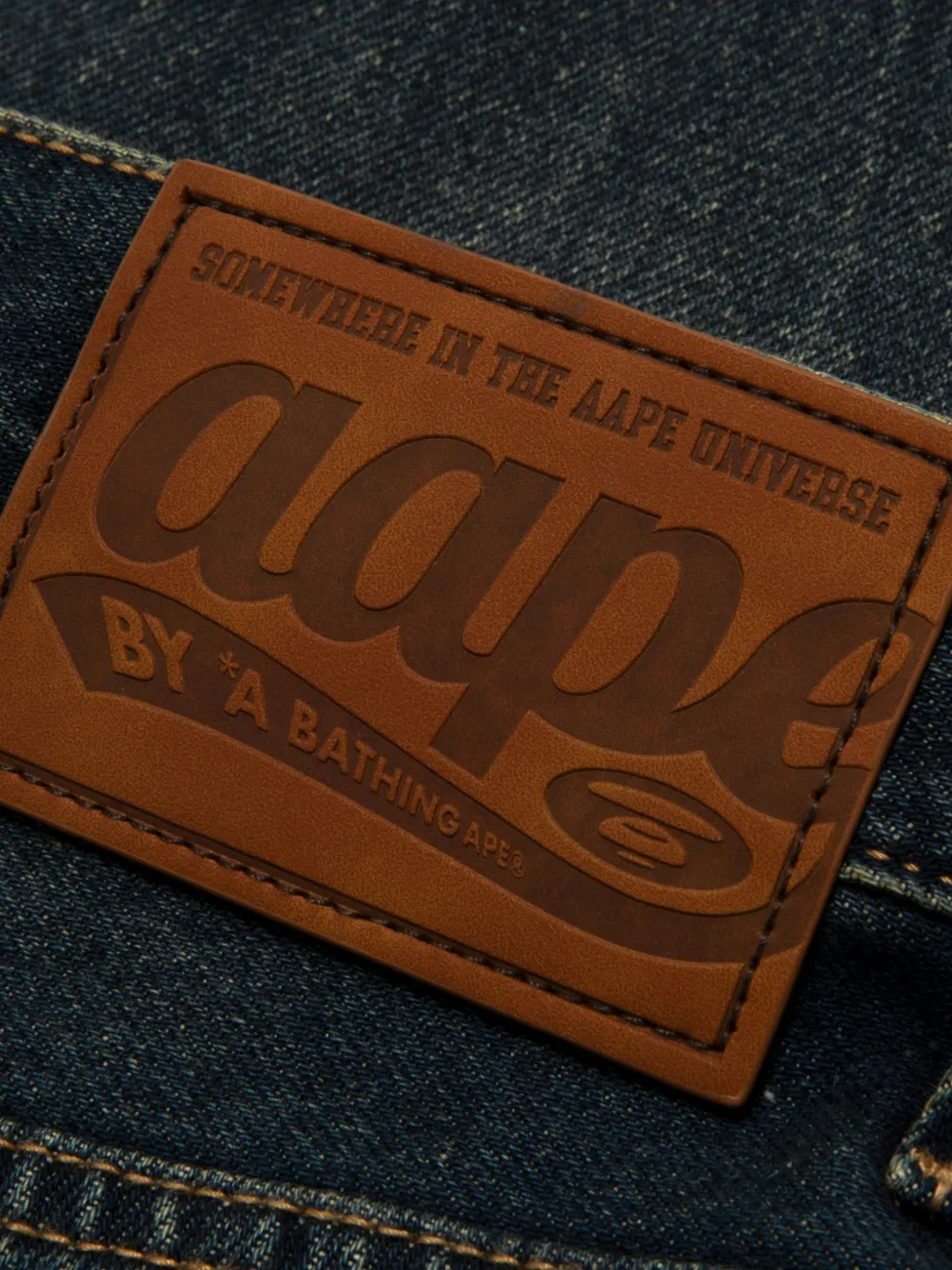 AAPE BY *A BATHING APE Whisker jeans met logopatch Blauw