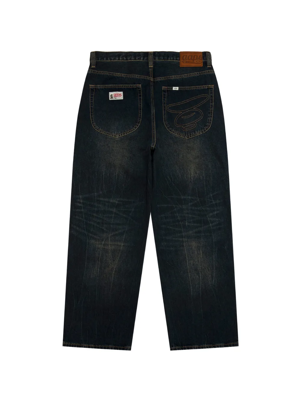AAPE BY *A BATHING APE Whisker jeans met logopatch Blauw