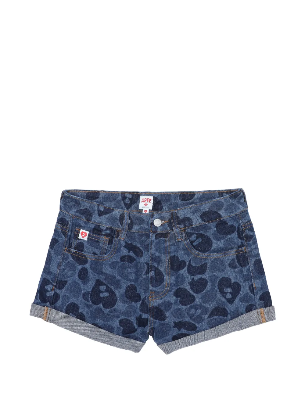 APEE™ by *A BATHING APE® heart-camo denim shorts - Blue
