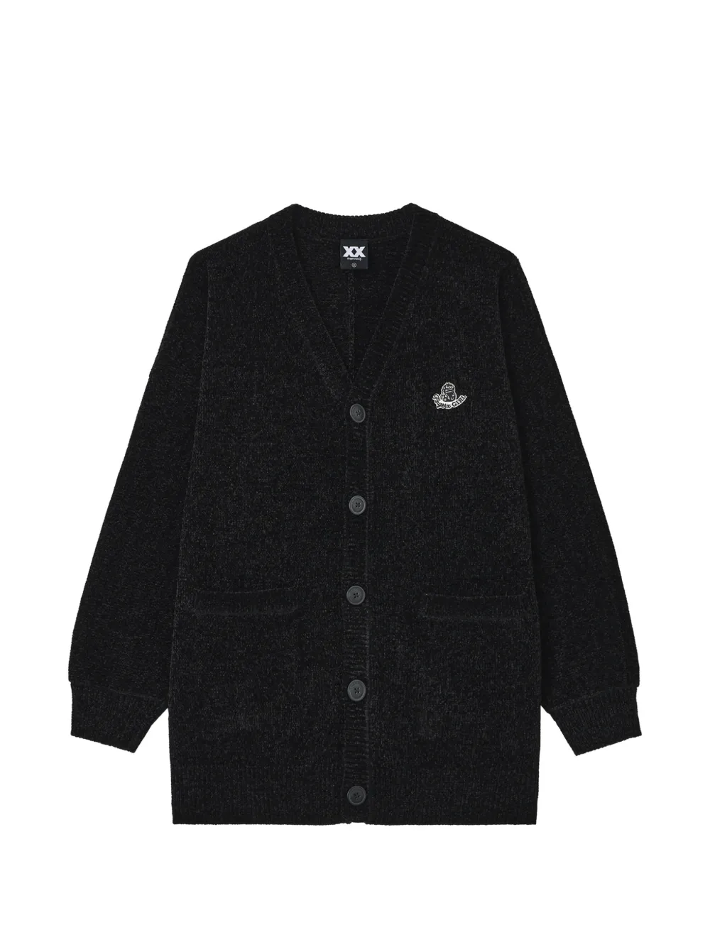 FINGERCROXX logo-patch V-neck cardigan
