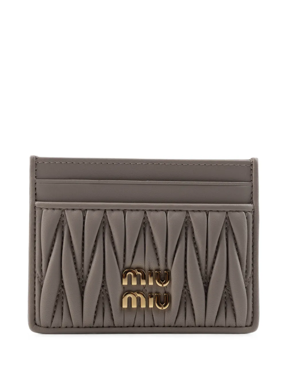 Miu Miu Matelassé nappa leather card holder - Grigio