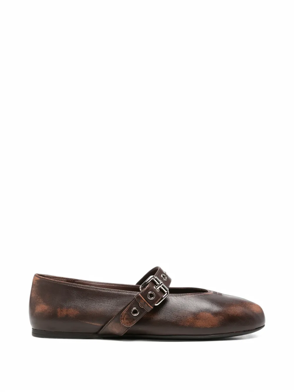 Miu Miu buckle-strap ballet flats - Marron Miu Miu buckle-strap ballet flats - Marron