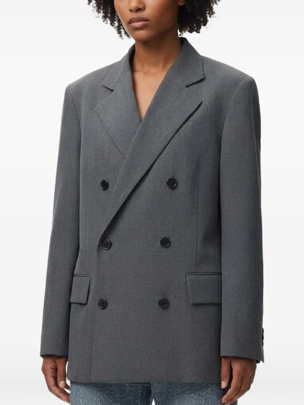 LOEWE Blazer met dubbele rij knopen en gebreide kraag Grijs