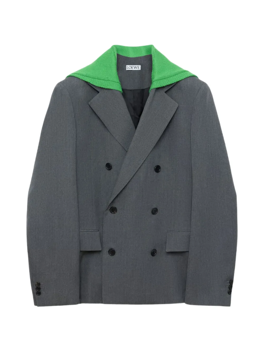 LOEWE double-breasted knitted-collar blazer