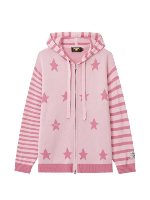 Mini Cream star-intarsia striped cardigan