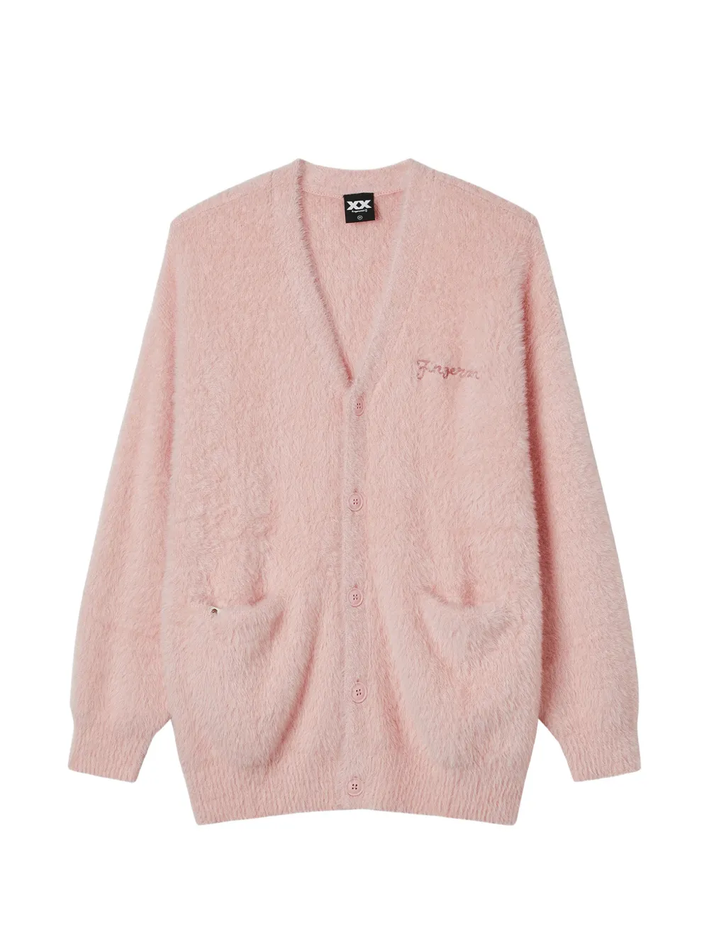 FINGERCROXX embroidered-logo fluffy cardigan