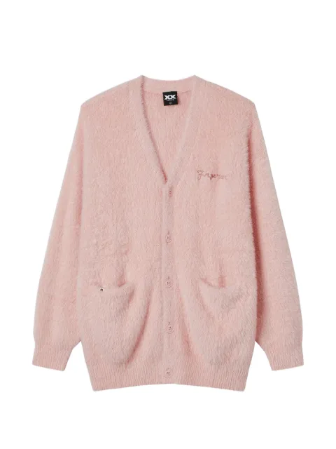FINGERCROXX embroidered-logo fluffy cardigan