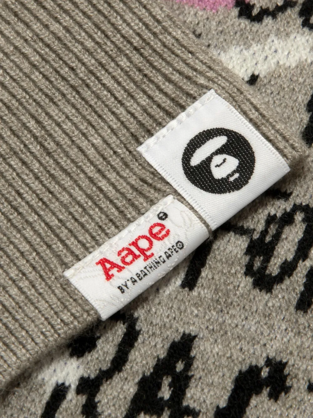 AAPE BY *A BATHING APE Trui met grafische intarsia Grijs