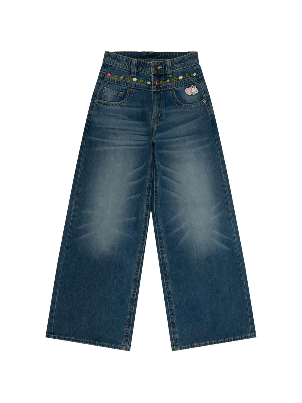 AAPE BY *A BATHING APE® floral-embroidered wide-leg jeans