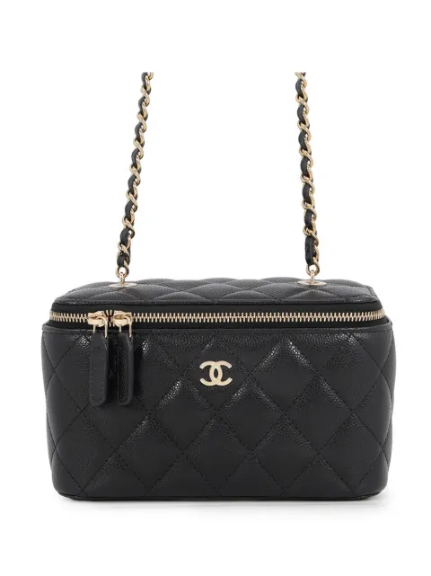CHANEL Pre-Owned 2021-2026 Small Quilted Caviar Vanity Case With Chain crossbody bag