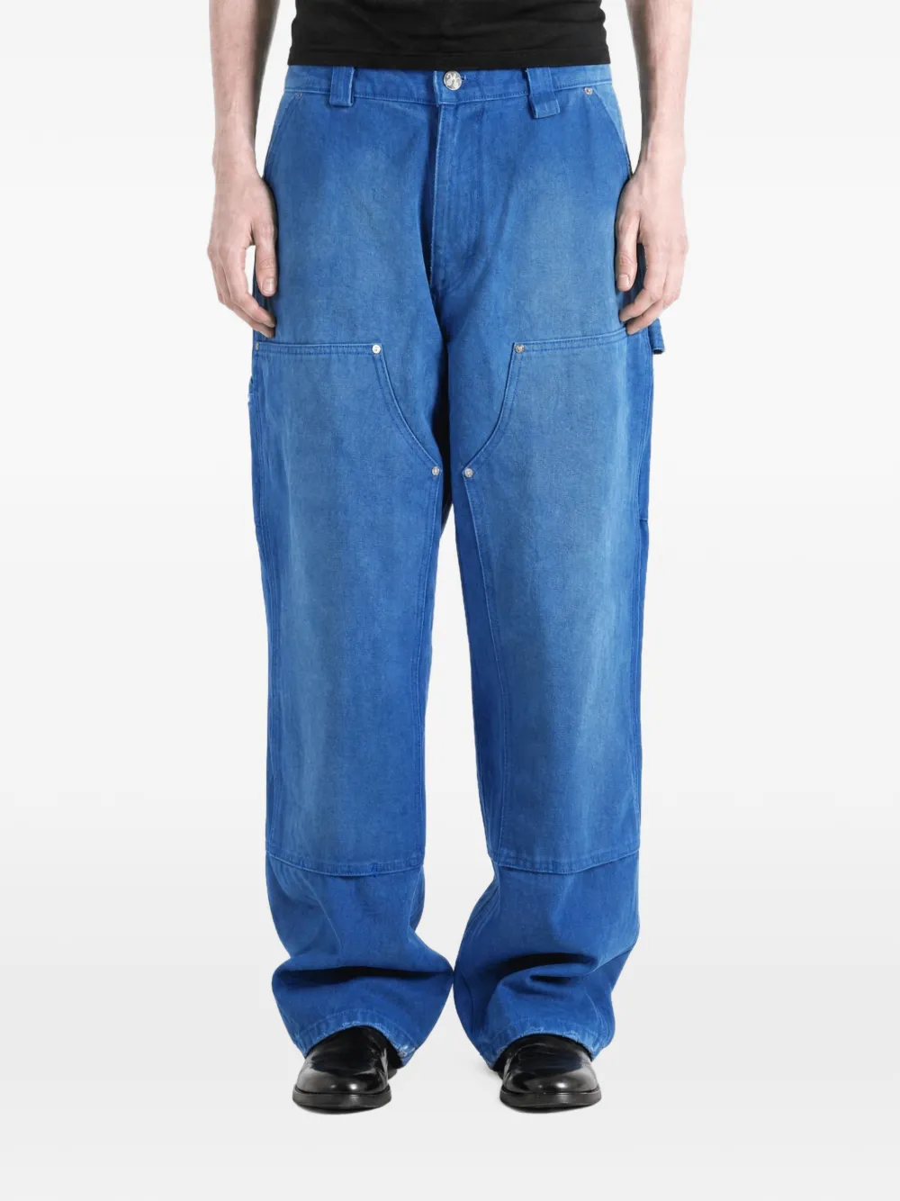 Willy Chavarria Werkbroek met vlakken Blauw