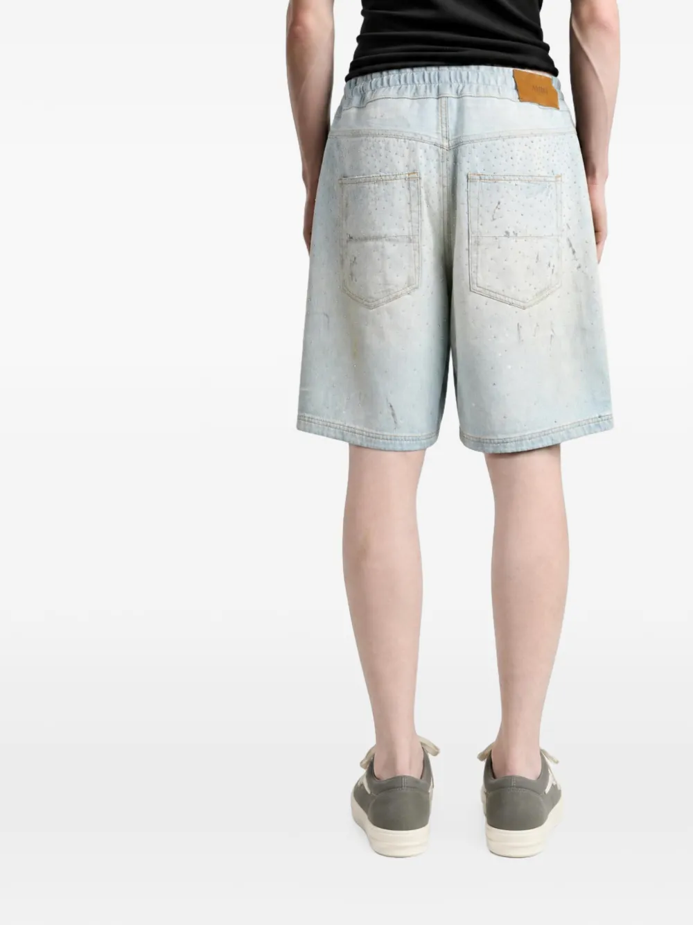 AMIRI Denim shorts met kristallen Blauw