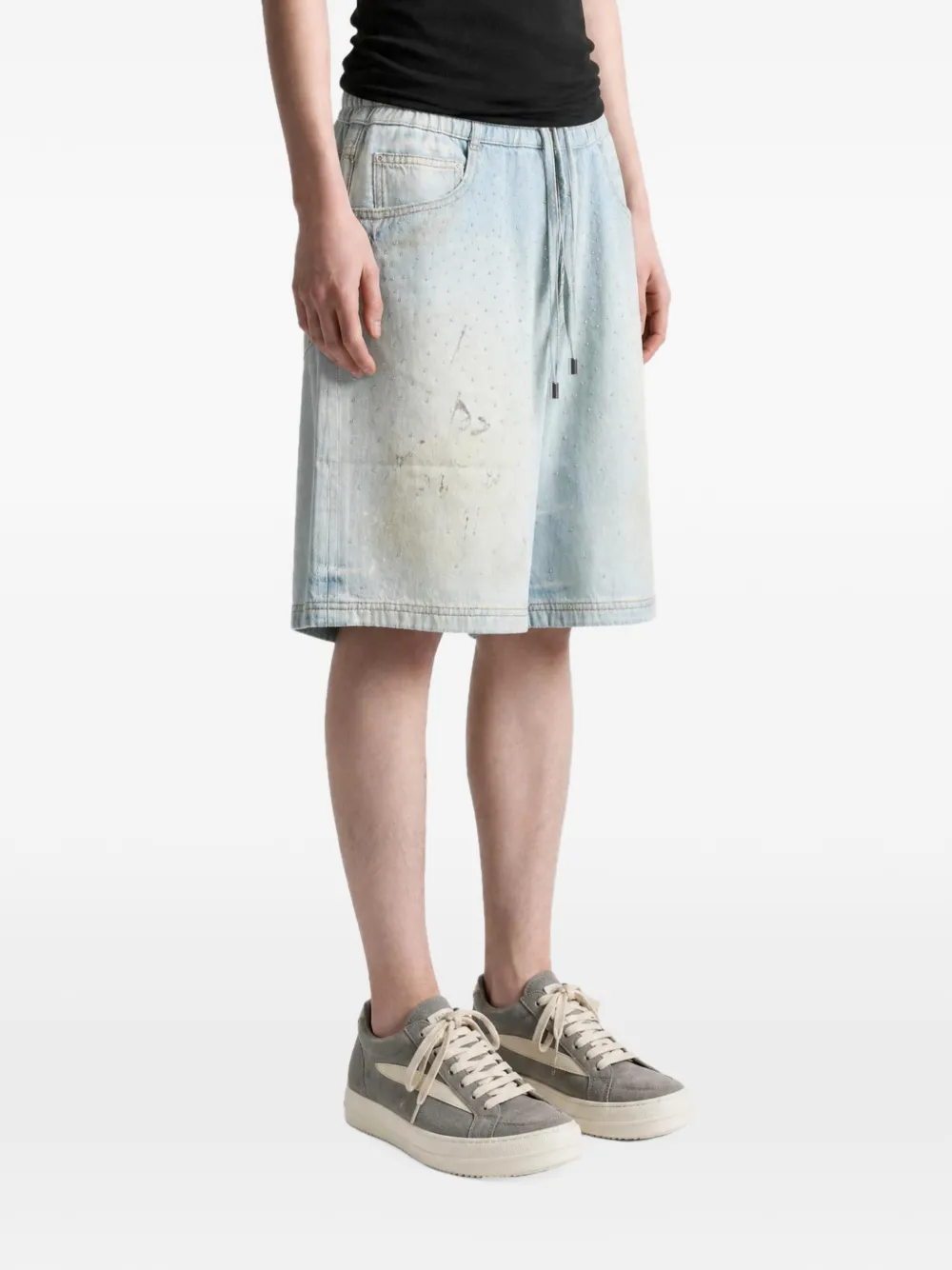 AMIRI Denim shorts met kristallen Blauw
