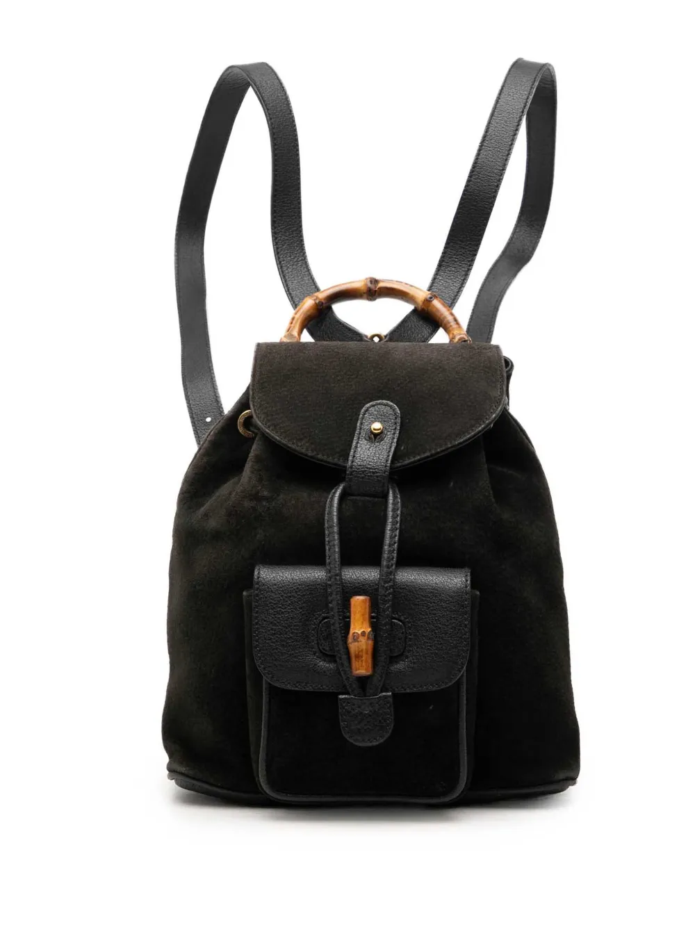 Gucci Pre-Owned sac à dos en daim à lien de resserrage 20e siècle - Noir
