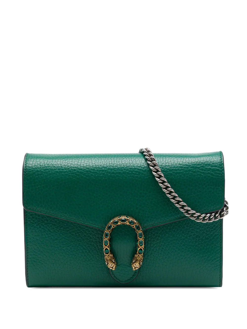Gucci Pre-Owned pochette portefeuille à bandoulière Dionysus en cuir de veau avec chaîne (2016-2026) - Vert Gucci Pre-Owned pochette portefeuille à bandoulière Dionysus en cuir de veau avec chaîne (2016-2026) - Vert
