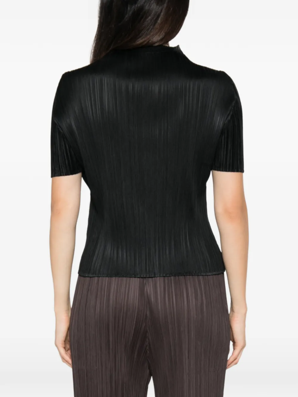 Pleats Please Issey Miyake plissé-effect T-shirt Zwart