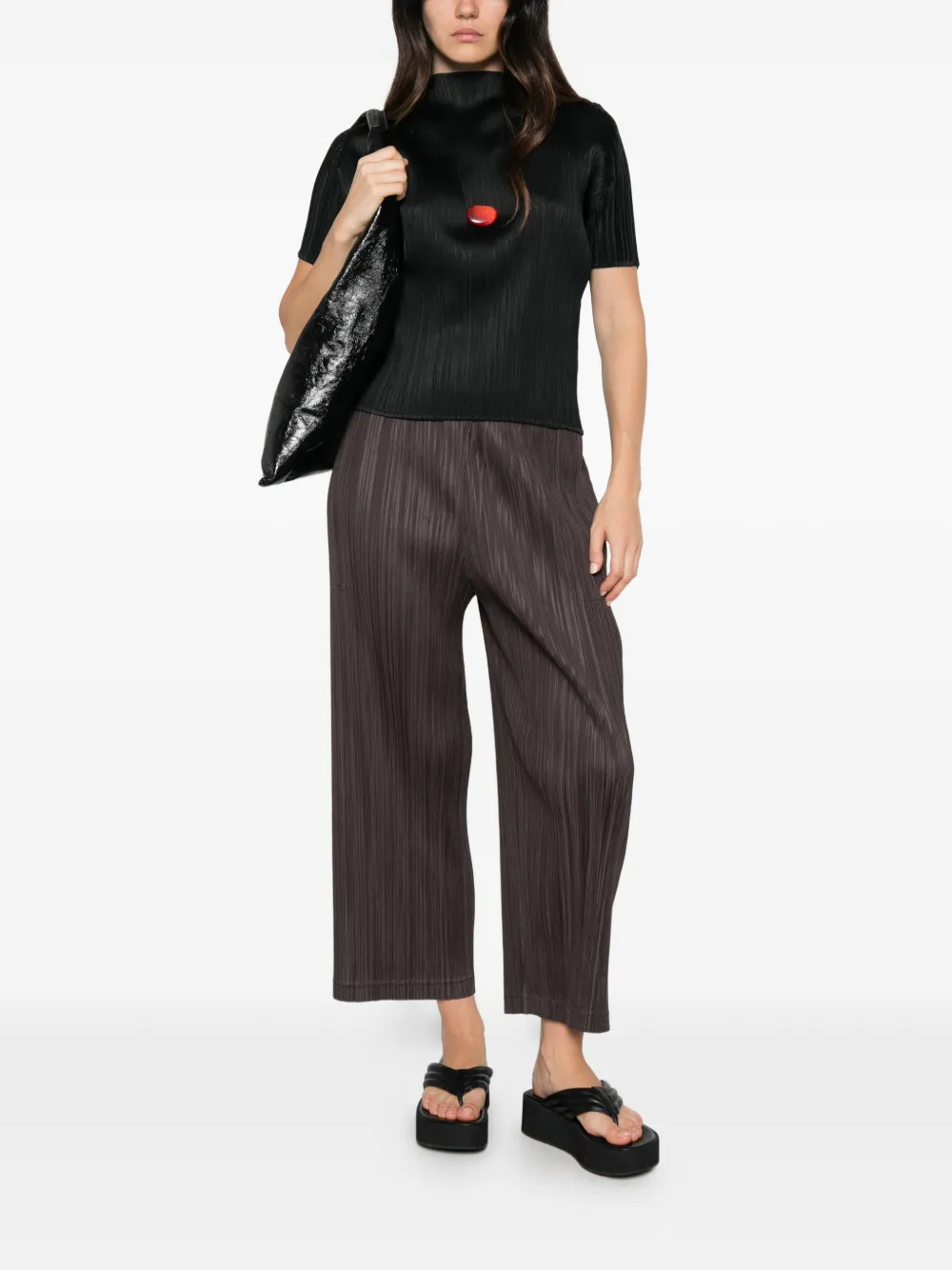 Pleats Please Issey Miyake plissé-effect T-shirt Zwart