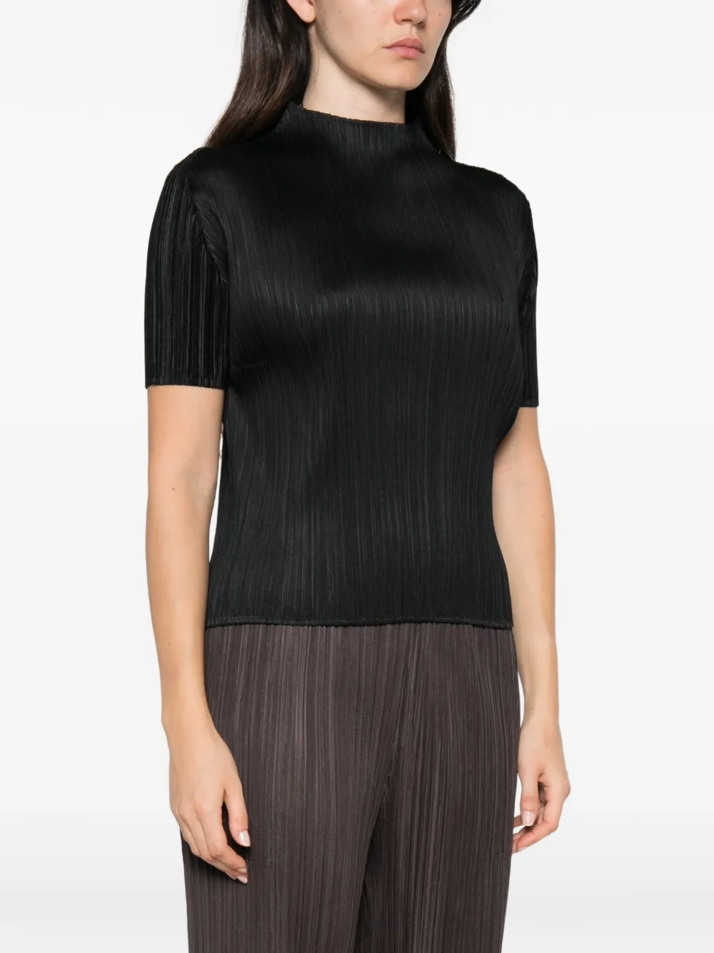 Pleats Please Issey Miyake plissé-effect T-shirt Zwart