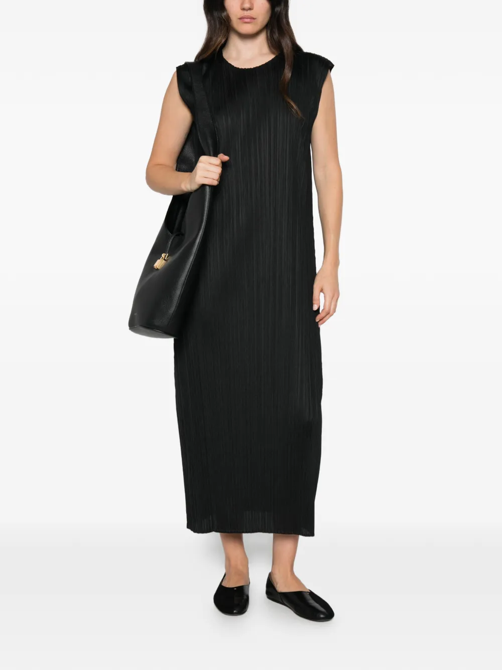 Pleats Please Issey Miyake Mouwloze jurk Zwart
