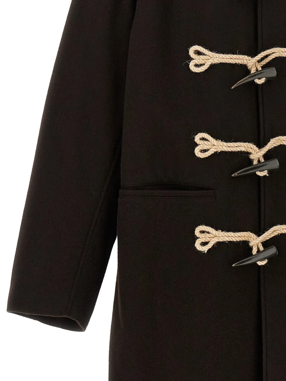 Yohji Yamamoto Flanellen duffeljas met houtje-touwtjesluiting Rood