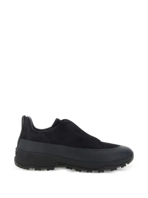 Zegna navy blue leather and suede Triple Stitch™ Monte sneakers