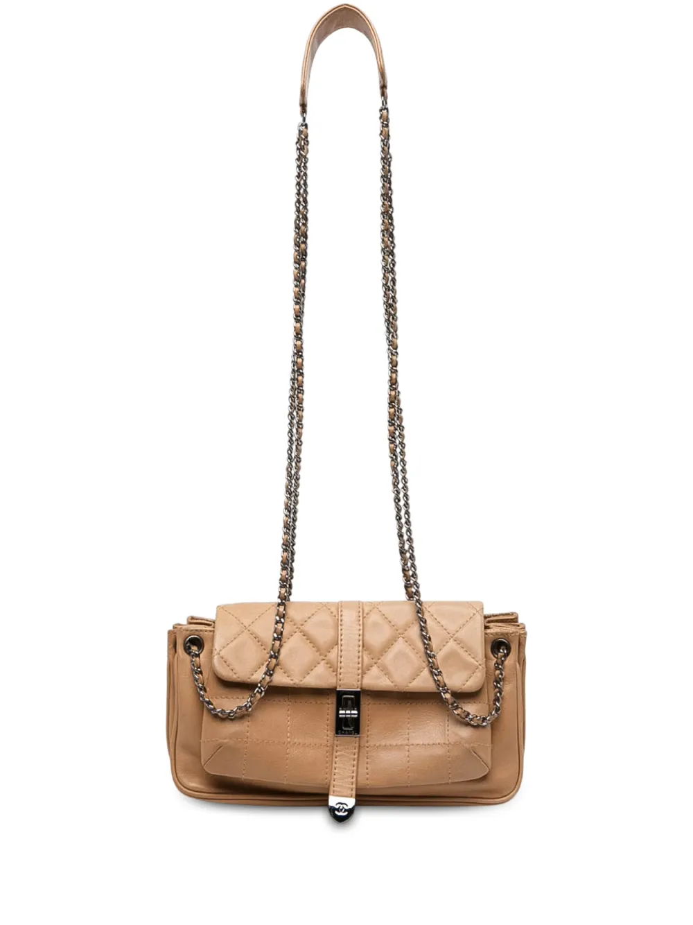 CHANEL Pre-Owned Borsa a tracolla Mademoiselle Lock Accordion matelassé con battente 2003-2004 - Marrone