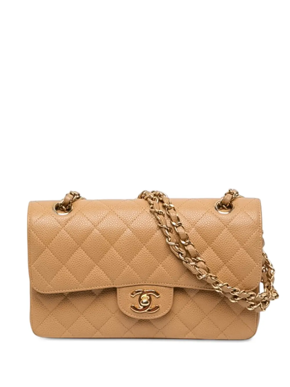 CHANEL Pre-Owned Borsa a spalla Classic Caviar Double Flap piccola 2005-2006 - Marrone
