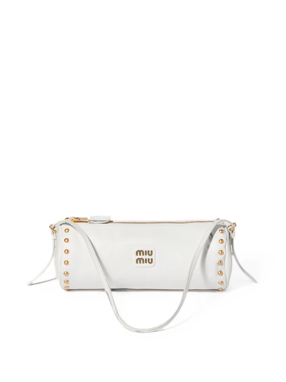 Miu Miu rivet-embellished leather shoulder bag - Weiß