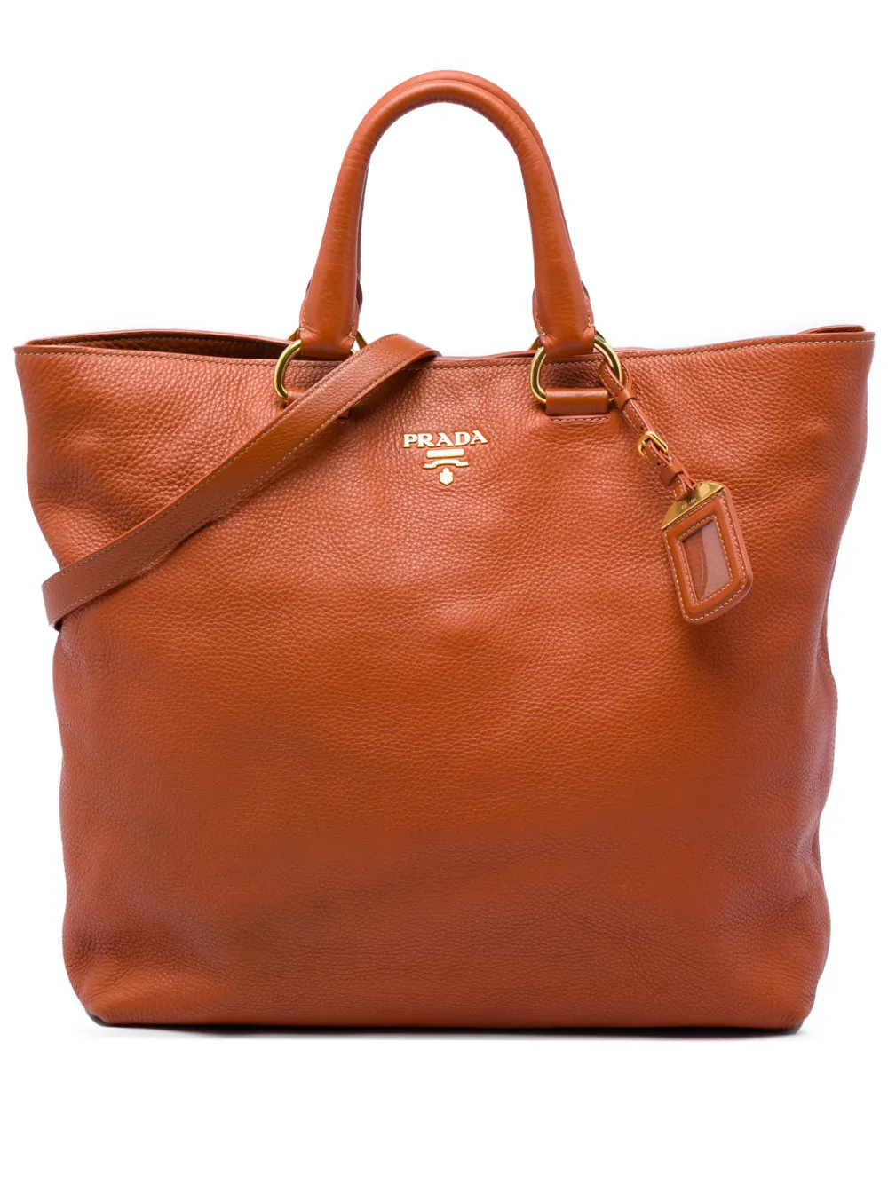 Prada Pre-Owned 2010-2026 Vitello Daino Open Convertible Tote satchel - Arancione