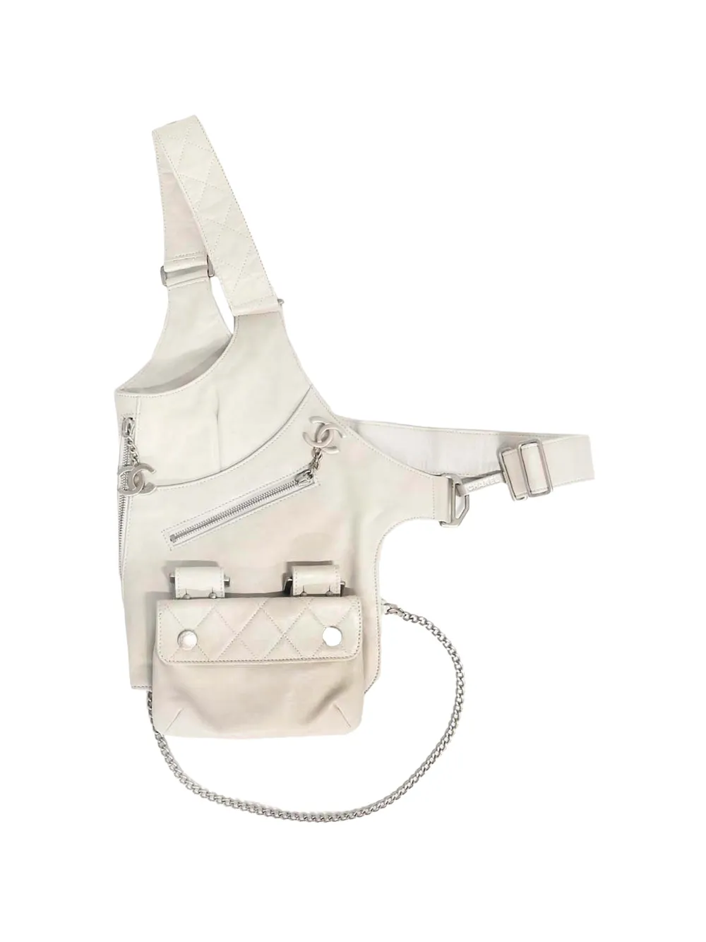 CHANEL Pre-Owned 2003 logo-charm vest bag - Nude