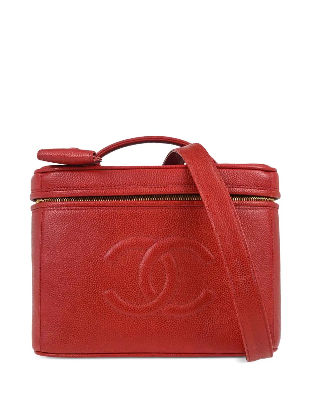 CHANEL Pre-Owned 1996-1997 Vanity Caviar leather tote bag - Rosso