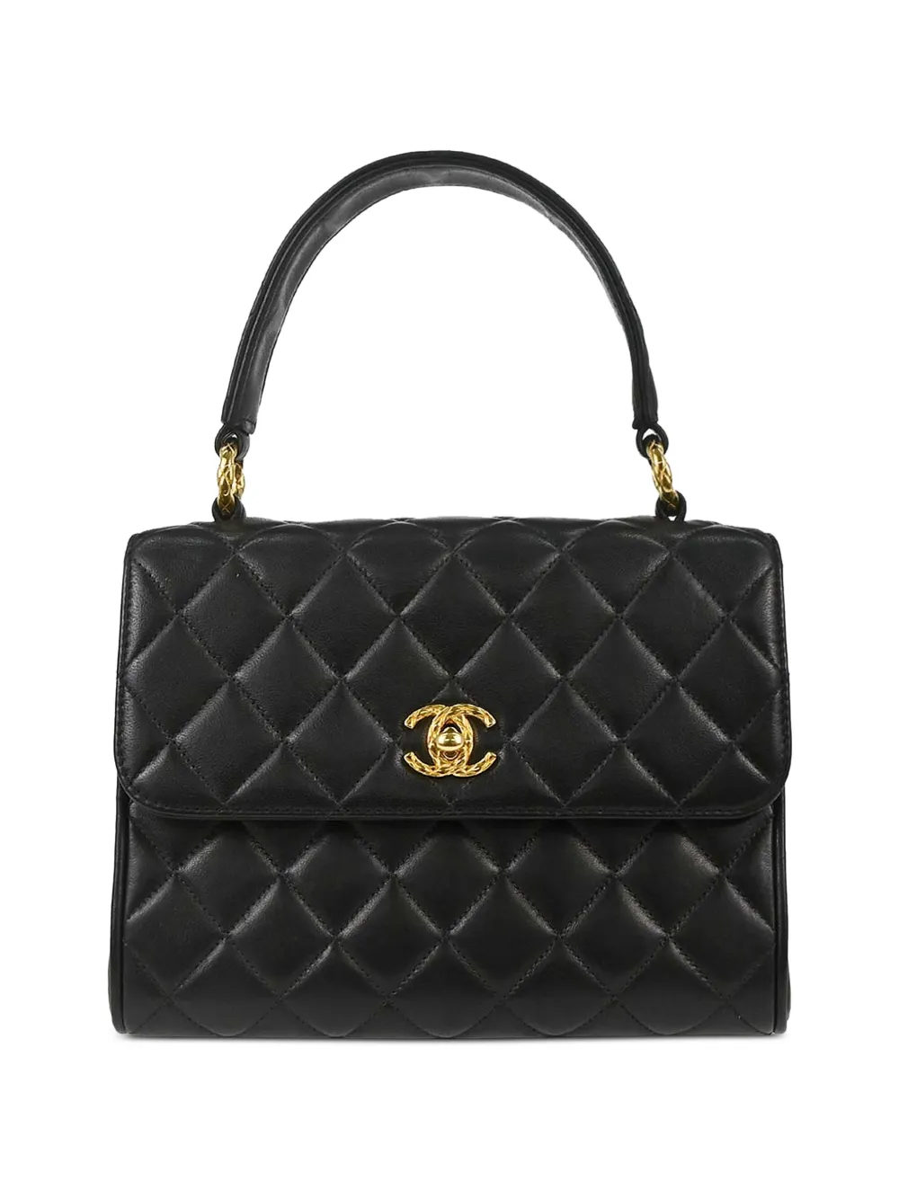 CHANEL Pre-Owned 1991-1994 diamond-quilted CC turn-lock tote bag - Nero