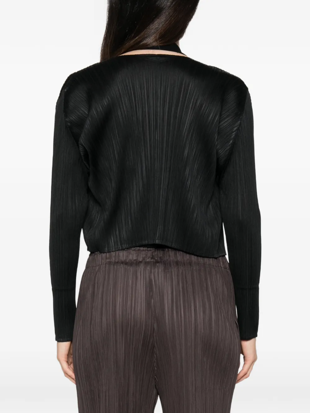 Pleats Please Issey Miyake Gelaagd jack met plissé-effect Bruin