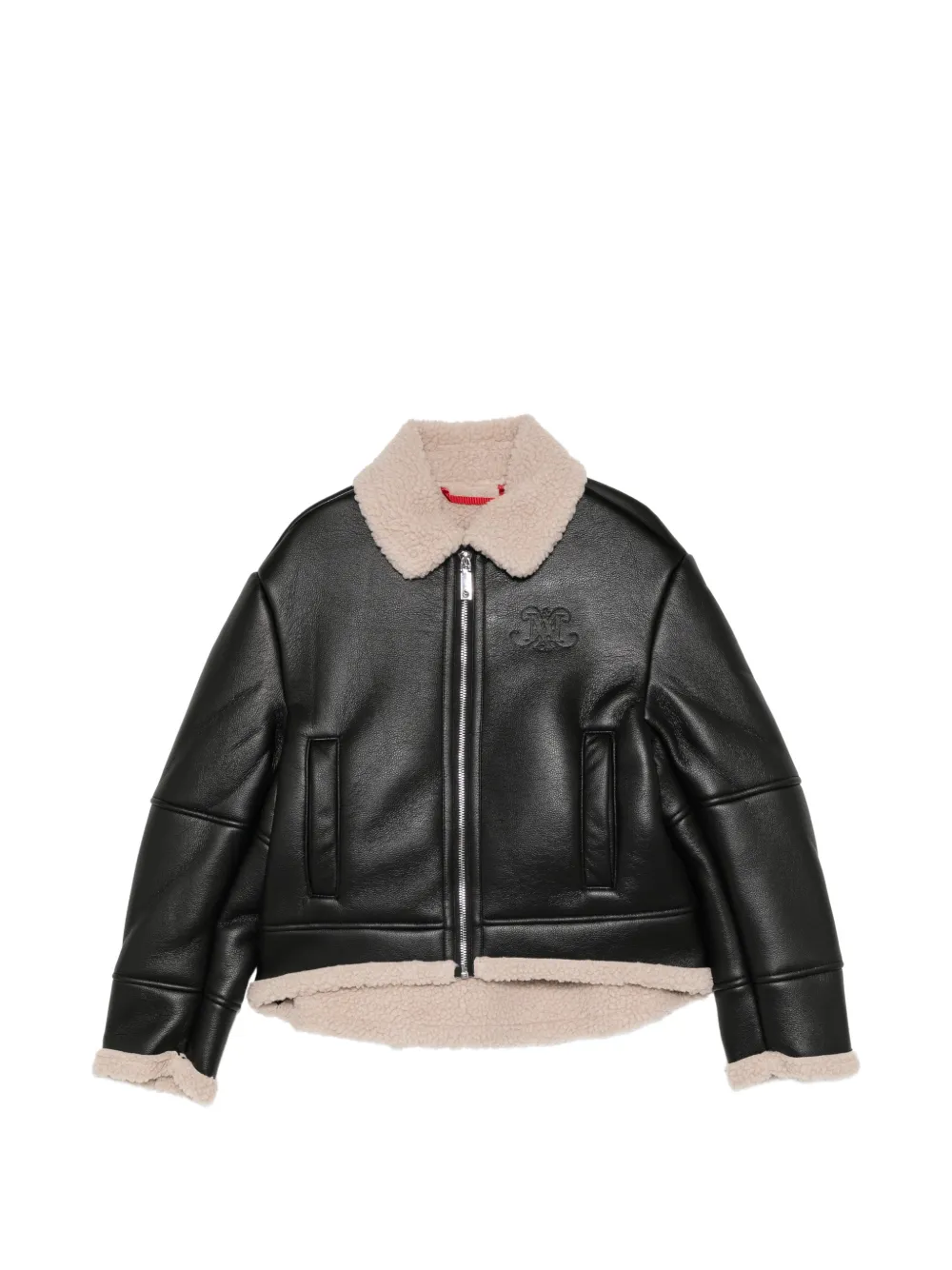 MAX&Co. Kids logo-embroidered shearling-trim jacket - Black