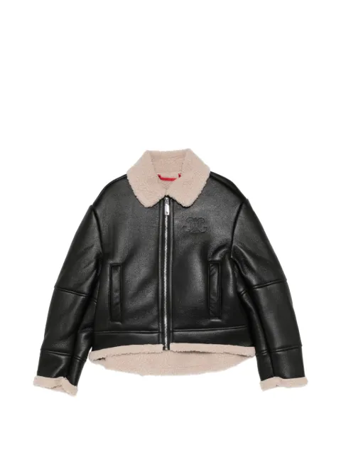 MAX&Co. Kids logo-embroidered shearling-trim jacket