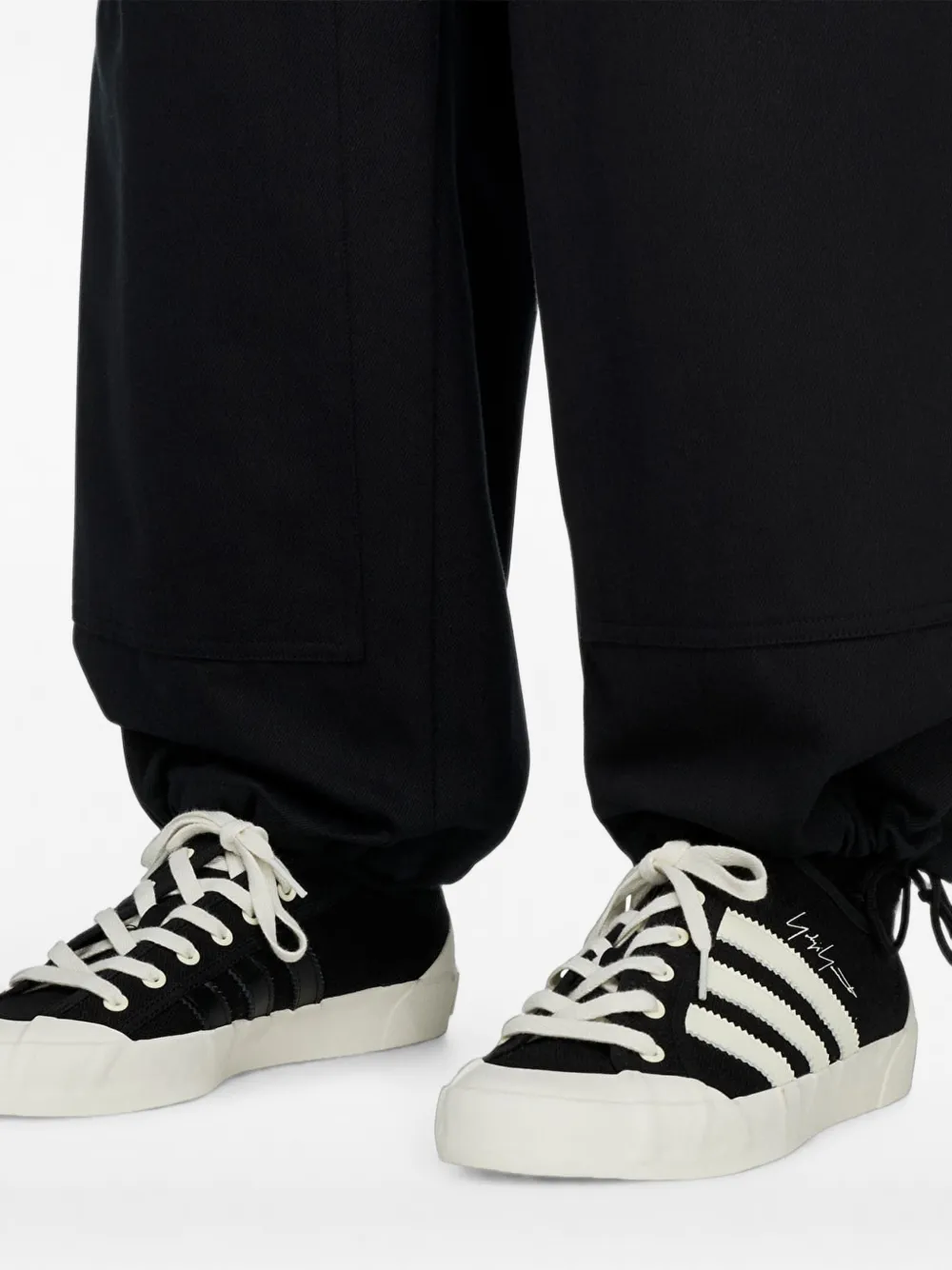 Y-3 x adidas twill cargo broek met ceintuur Zwart