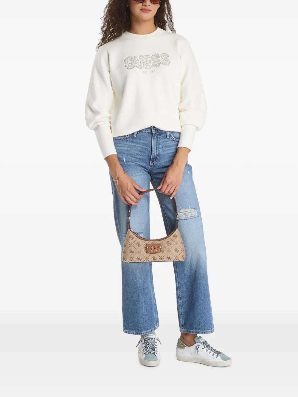 GUESS USA Sweater met logo Beige