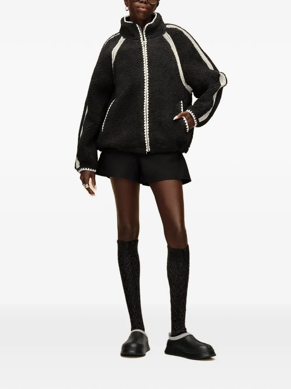 UGG Nikia Crochet fluff jack Zwart
