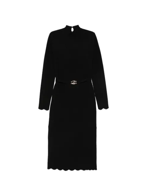 TWINSET robe mi-longue ceinturée à bords festonnés