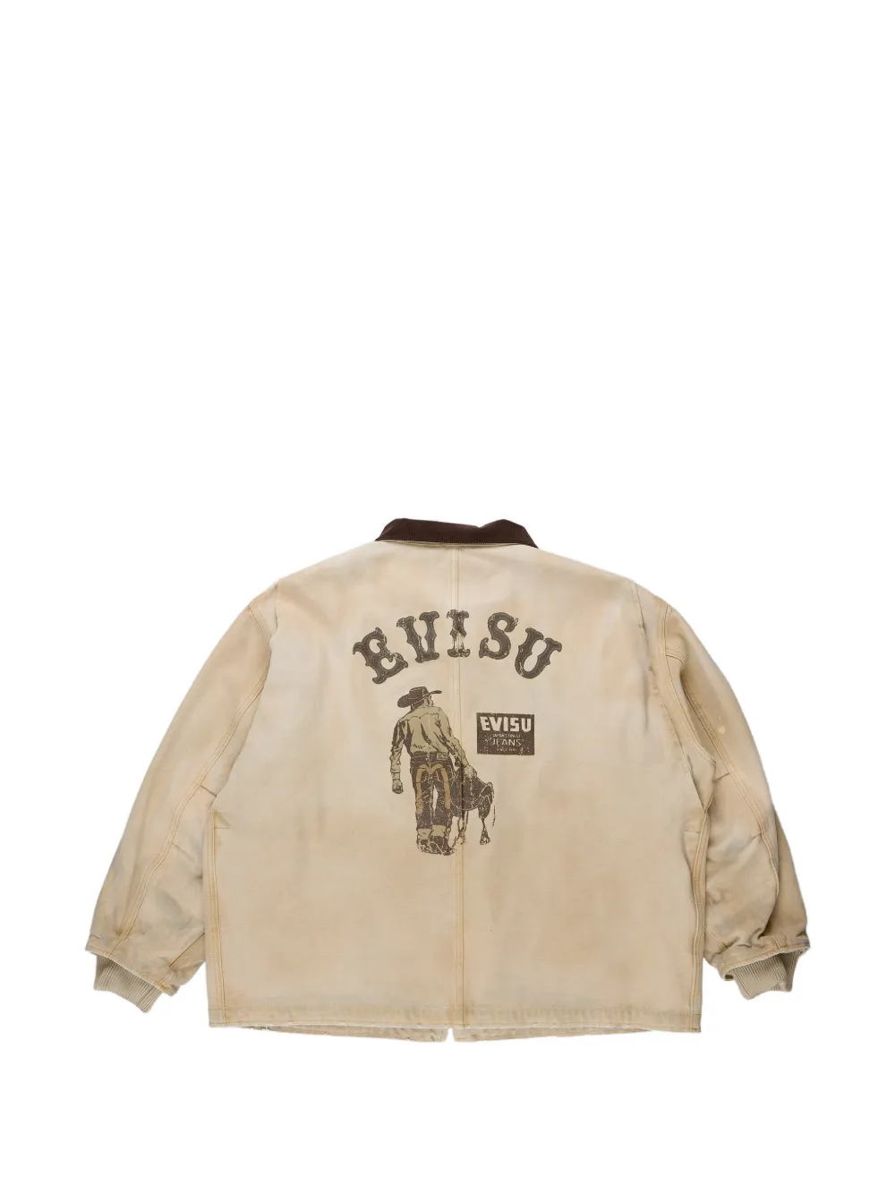 EVISU Seagull jack met ribfluwelen kraag en grafische print Beige