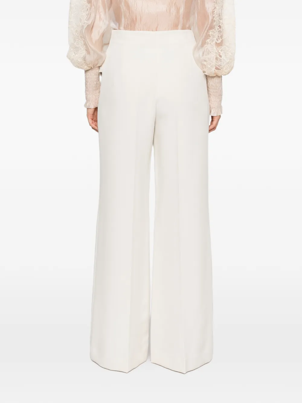Babylone Paris Broek met wijde pijpen en dubbele rij knopen Beige