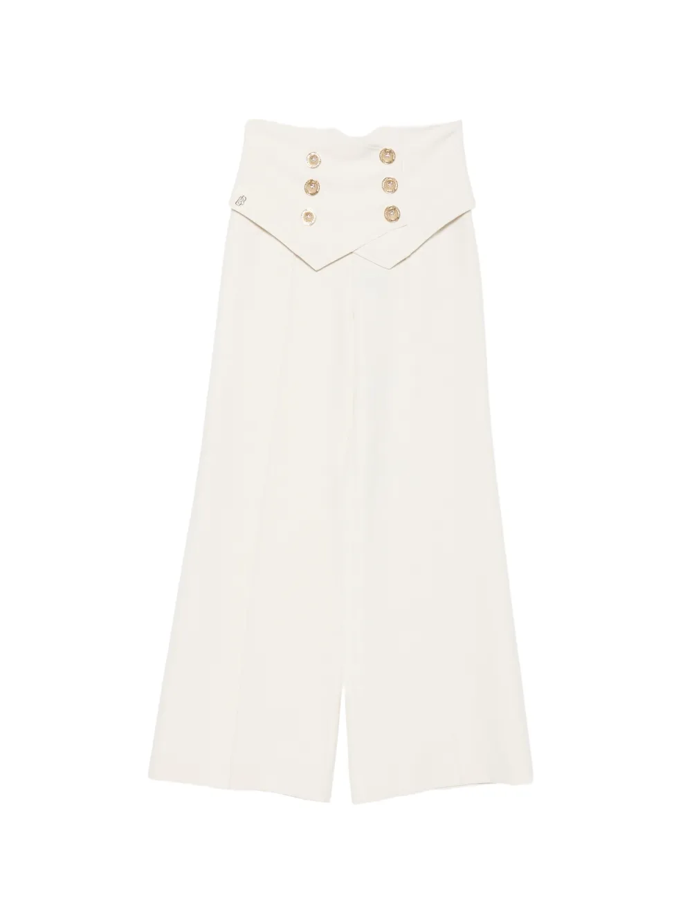 Babylone Paris Broek met wijde pijpen en dubbele rij knopen Beige