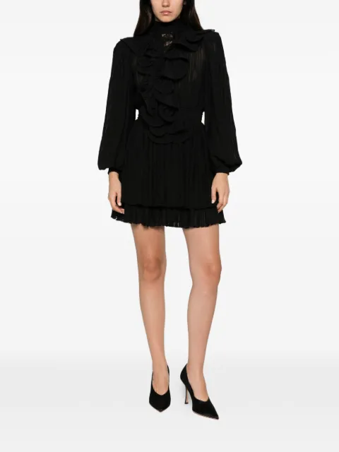 Babylone Paris ruffled pleated mini dress