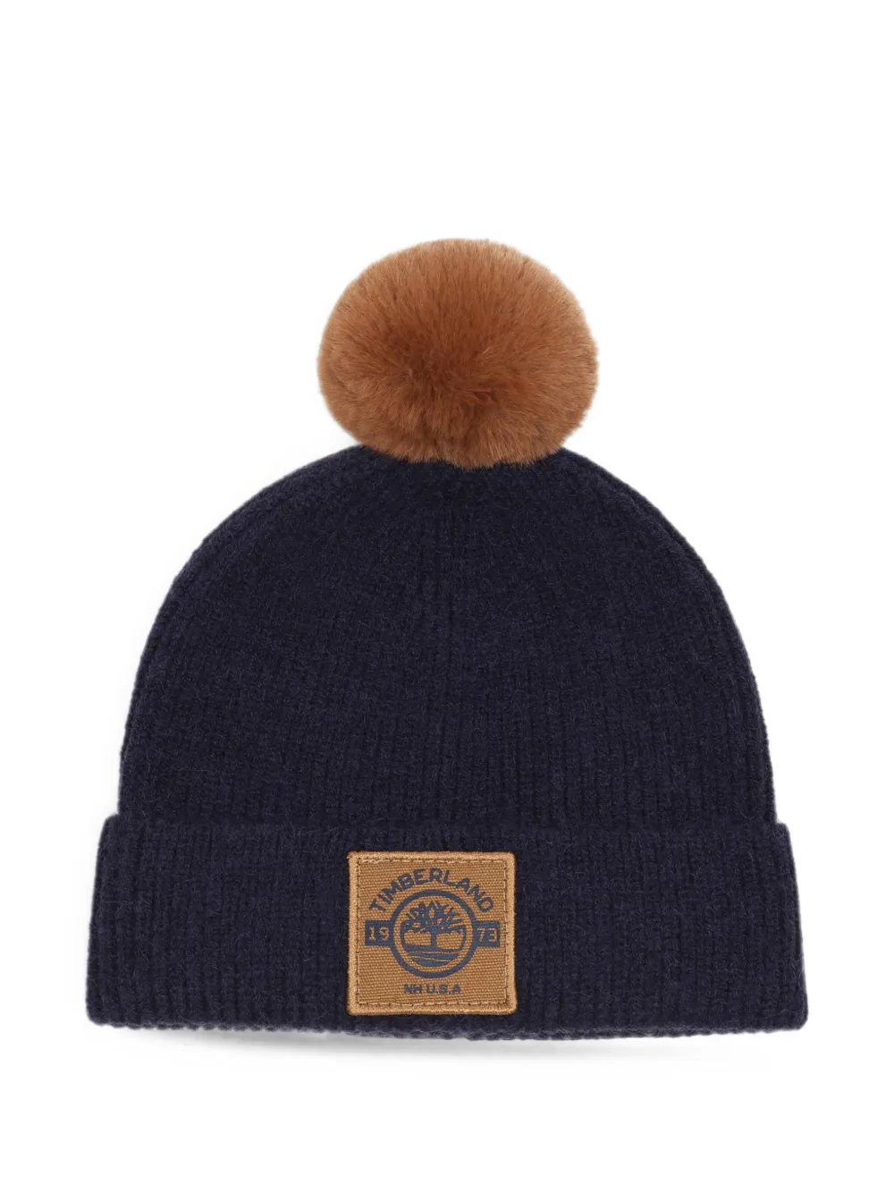 Timberland Kids Muts met pompon en logo-patch Blauw