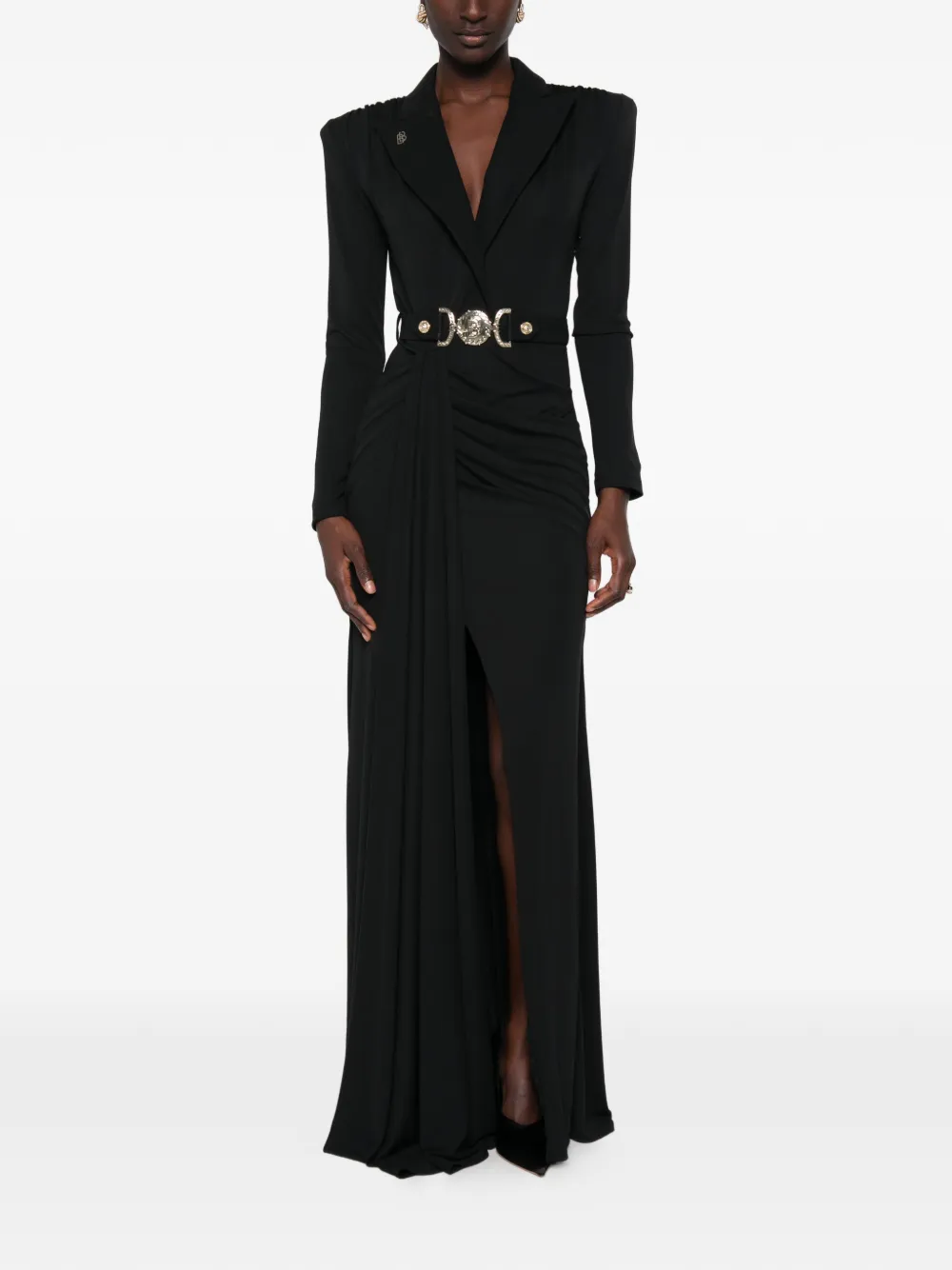 Babylone Paris belted ruched maxi dress