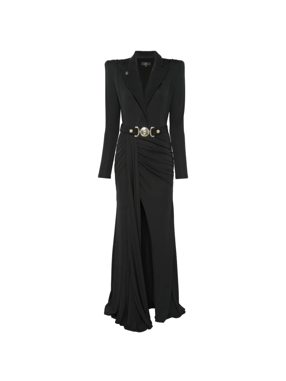 Babylone Paris belted ruched maxi dress - Schwarz