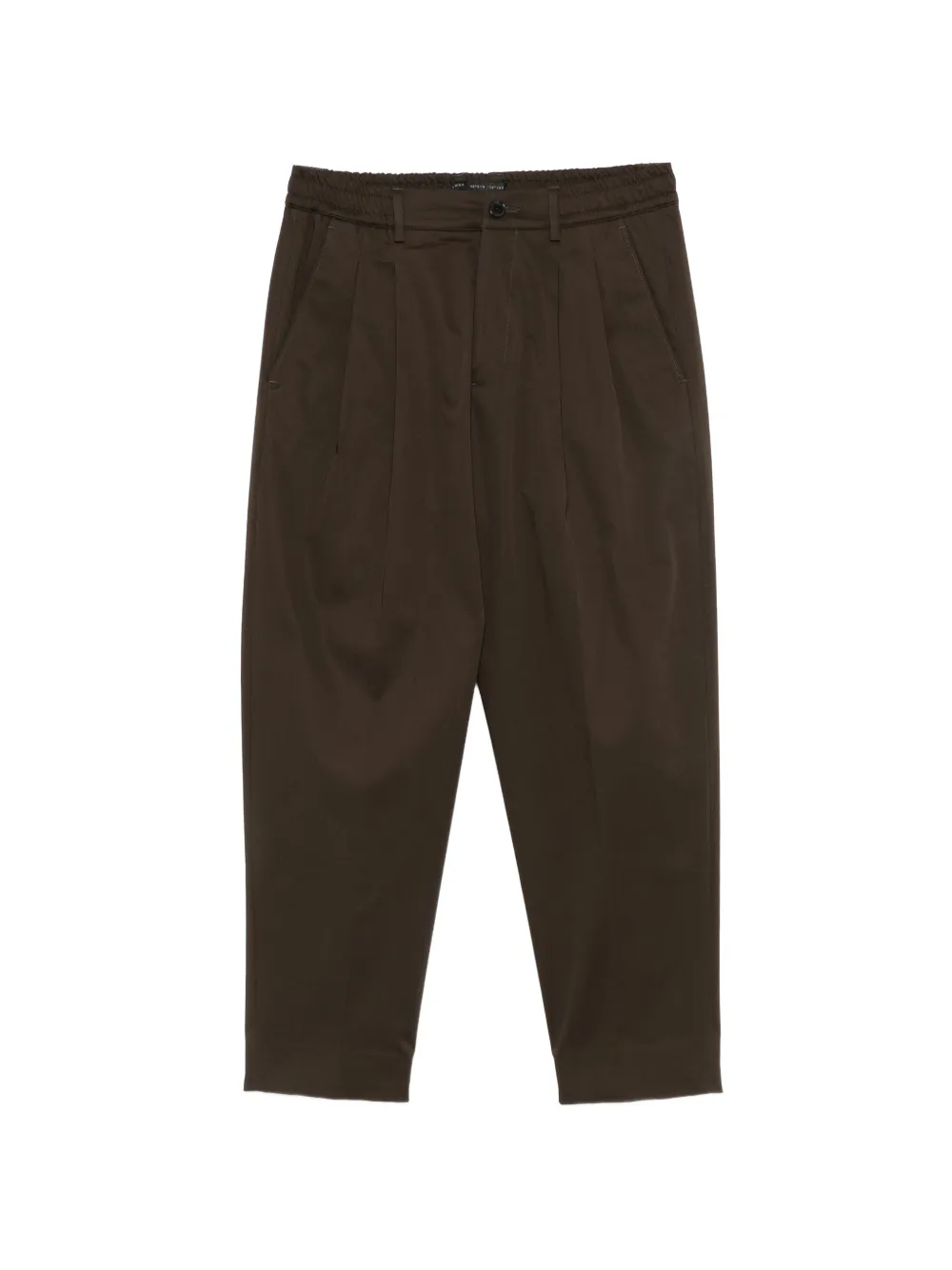 Low Brand pleated elasticated-waistband straight-leg trousers - Marron Low Brand pleated elasticated-waistband straight-leg trousers - Marron